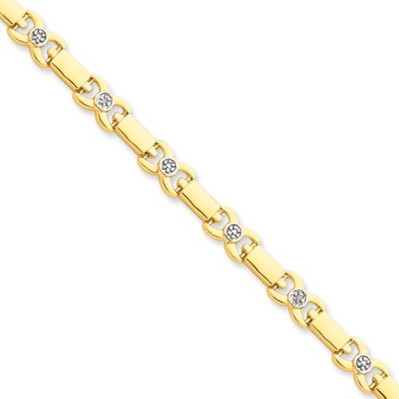 Diamond Accent Bracelet Set In Sterling Gold - Picture 2 of 2